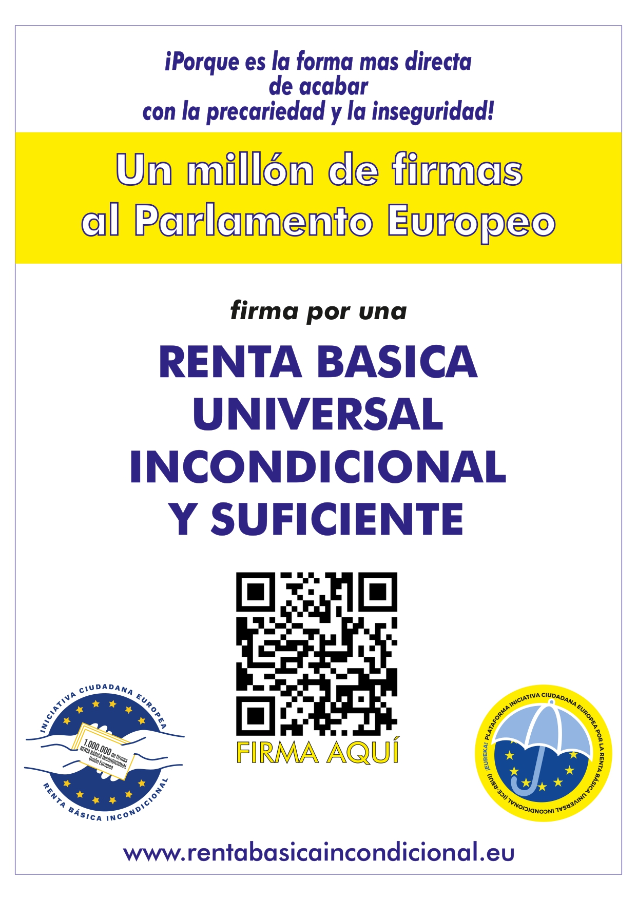 Cartel Renda Básica Incondicional Europea