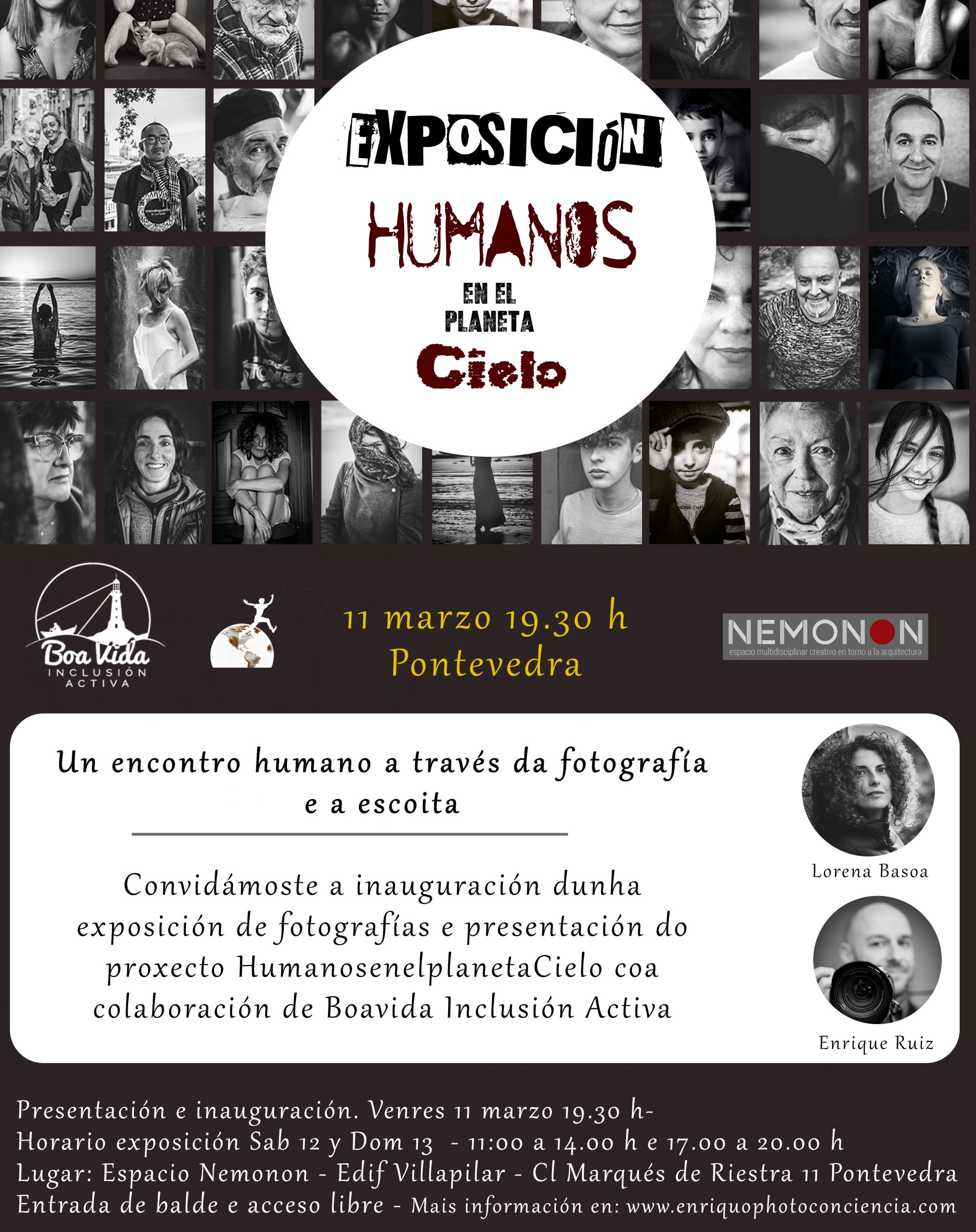 Cartel da Exposición “Humáns no planeta ceo” en Pontevedra