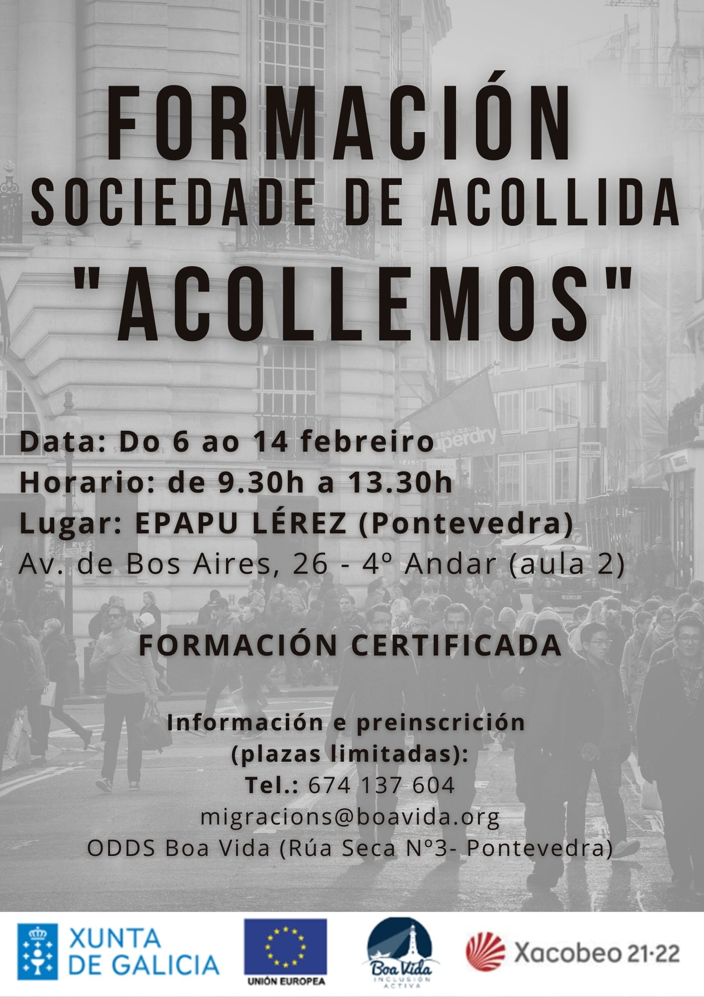 Cartel da Formación Sociedade de Acollida “Acollemos”